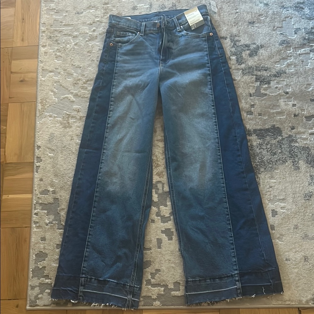 GAP high rise stride Two-Tone Blue Jeans